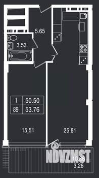 1-к квартира, вторичка, 54м2, 8/8 этаж