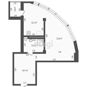 1-к квартира, вторичка, 55м2, 12/14 этаж