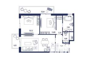 3-к квартира, вторичка, 97м2, 8/8 этаж