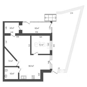 2-к квартира, вторичка, 58м2, 1/4 этаж