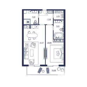 2-к квартира, вторичка, 89м2, 5/8 этаж