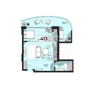 2-к квартира, вторичка, 69м2, 4/6 этаж