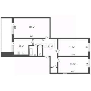 3-к квартира, вторичка, 62м2, 1/5 этаж