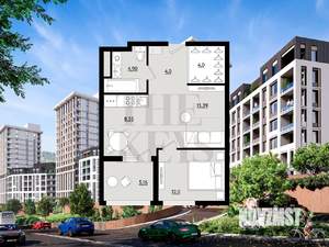 2-к квартира, вторичка, 52м2, 11/15 этаж