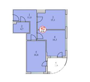 3-к квартира, сданный дом, 72м2, 6/8 этаж