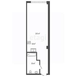 Студия квартира, вторичка, 31м2, 6/8 этаж