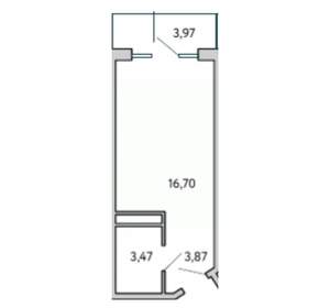Студия квартира, вторичка, 28м2, 3/10 этаж