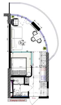 1-к квартира, сданный дом, 46м2, 5/9 этаж