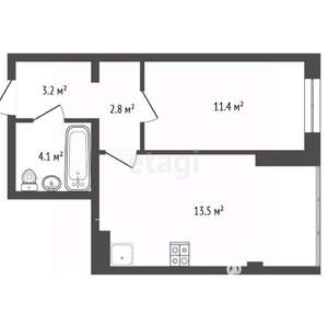 2-к квартира, вторичка, 40м2, 3/12 этаж