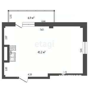 1-к квартира, вторичка, 42м2, 4/6 этаж