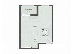 Студия квартира, вторичка, 48м2, 6/15 этаж