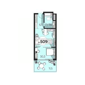 2-к квартира, строящийся дом, 56м2, 5/6 этаж