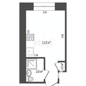 Студия квартира, вторичка, 16м2, 4/4 этаж