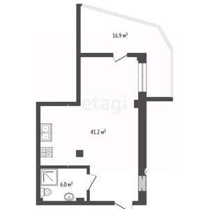 Студия квартира, вторичка, 64м2, 4/8 этаж