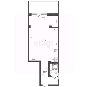 Студия квартира, вторичка, 52м2, 2/5 этаж