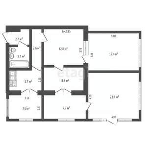 5-к квартира, вторичка, 95м2, 1/3 этаж