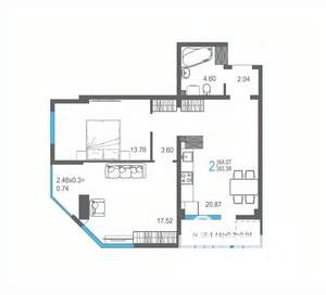 2-к квартира, строящийся дом, 64м2, 9/17 этаж