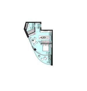 1-к квартира, вторичка, 54м2, 4/6 этаж