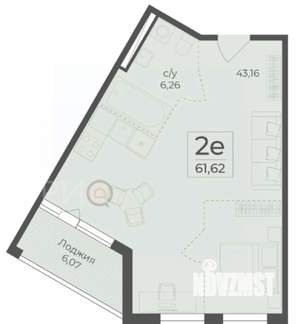 1-к квартира, вторичка, 64м2, 2/7 этаж