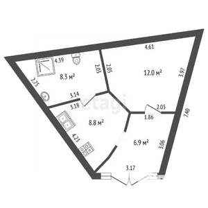 1-к квартира, вторичка, 45м2, 1/9 этаж