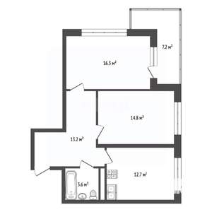 2-к квартира, вторичка, 68м2, 8/8 этаж