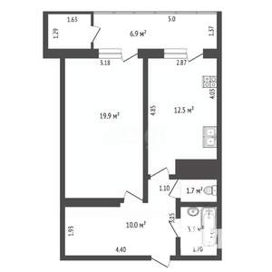 1-к квартира, сданный дом, 54м2, 10/16 этаж