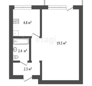 1-к квартира, вторичка, 33м2, 2/5 этаж