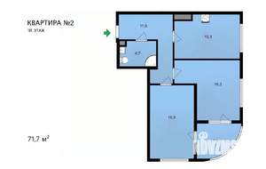 2-к квартира, строящийся дом, 72м2, 1/7 этаж