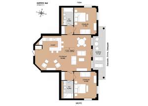 3-к квартира, вторичка, 133м2, 2/8 этаж