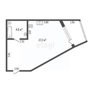 Студия квартира, вторичка, 37м2, 4/6 этаж