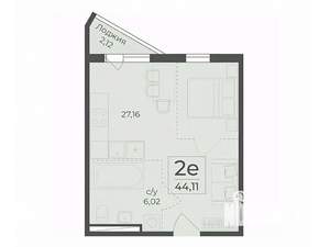 Студия квартира, строящийся дом, 44м2, 4/7 этаж