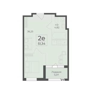 1-к квартира, вторичка, 51м2, 3/18 этаж