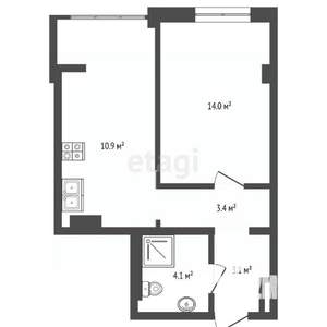 1-к квартира, вторичка, 34м2, 11/12 этаж