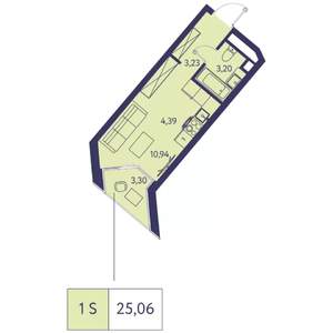 Студия квартира, строящийся дом, 25м2, 11/20 этаж