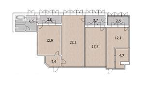 4-к квартира, вторичка, 87м2, 3/9 этаж