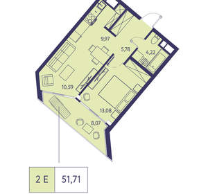 2-к квартира, вторичка, 52м2, 11/20 этаж