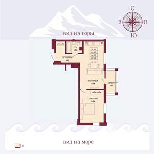 1-к квартира, вторичка, 47м2, 7/16 этаж