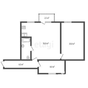 2-к квартира, вторичка, 68м2, 4/4 этаж