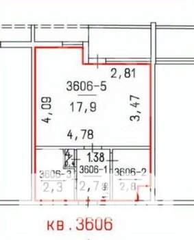 1-к квартира, вторичка, 30м2, 6/9 этаж