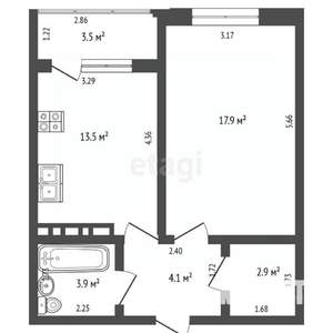 1-к квартира, вторичка, 45м2, 4/8 этаж