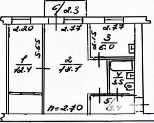 2-к квартира, вторичка, 47м2, 4/4 этаж