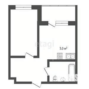 Студия квартира, сданный дом, 44м2, 6/8 этаж