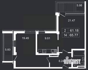 2-к квартира, вторичка, 66м2, 3/8 этаж