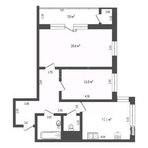 2-к квартира, вторичка, 69м2, 13/16 этаж