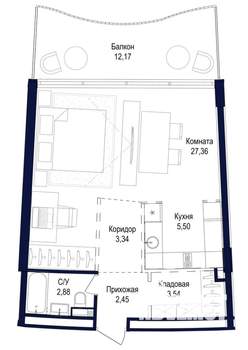 2-к квартира, вторичка, 57м2, 2/8 этаж