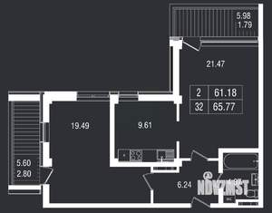 3-к квартира, вторичка, 66м2, 7/8 этаж