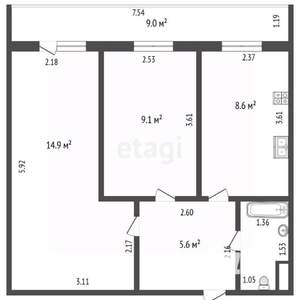 2-к квартира, вторичка, 41м2, 6/12 этаж