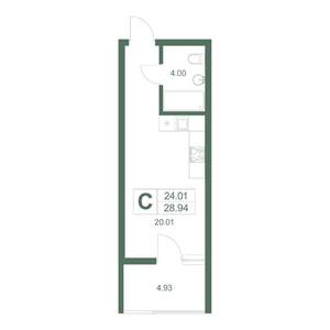 Студия квартира, вторичка, 29м2, 3/8 этаж