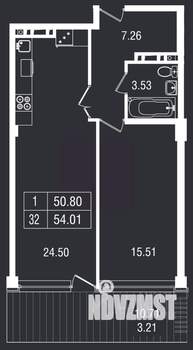 1-к квартира, вторичка, 54м2, 4/8 этаж
