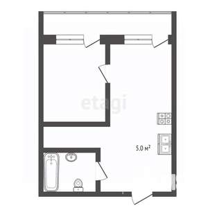 1-к квартира, вторичка, 42м2, 2/2 этаж